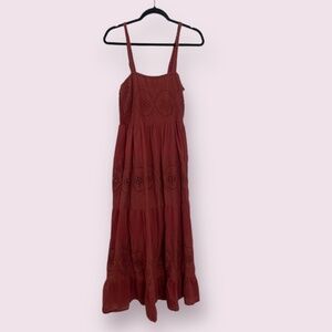 Eyelet Floral Maxi Chic Beach Vaca Vacation Chic Glam Party Boho Hipster Dress